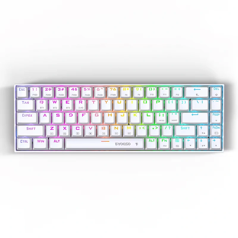 68 Key RGB nirkabel BT 2.4GHz keyboard Gaming Mekanik