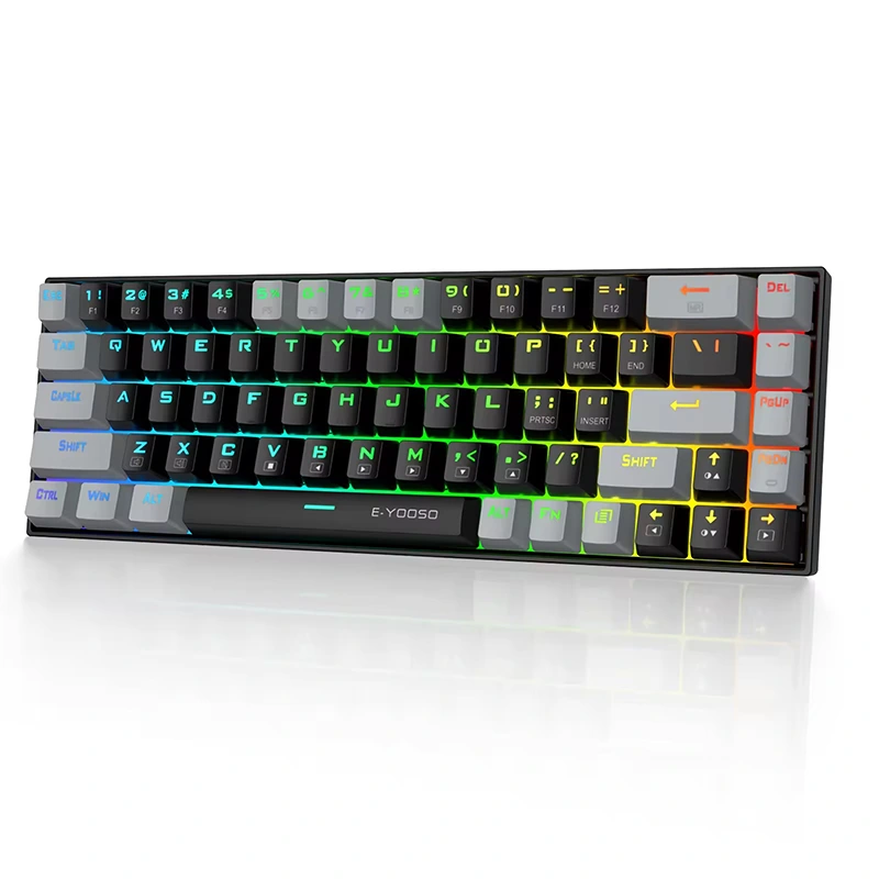 68 tombol RGB Kabel Mekanik Gaming Keyboard