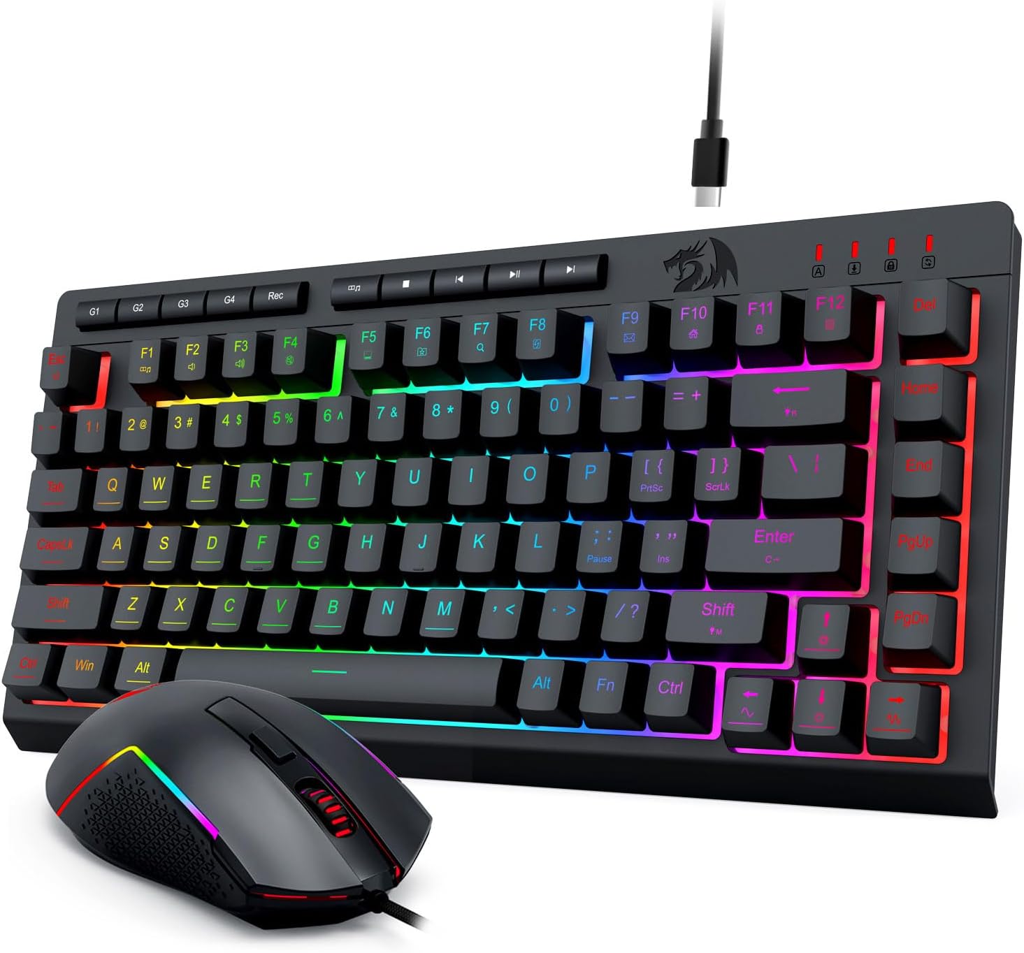 Keyboard game backlit Wired S155 RGB lan combo mouse