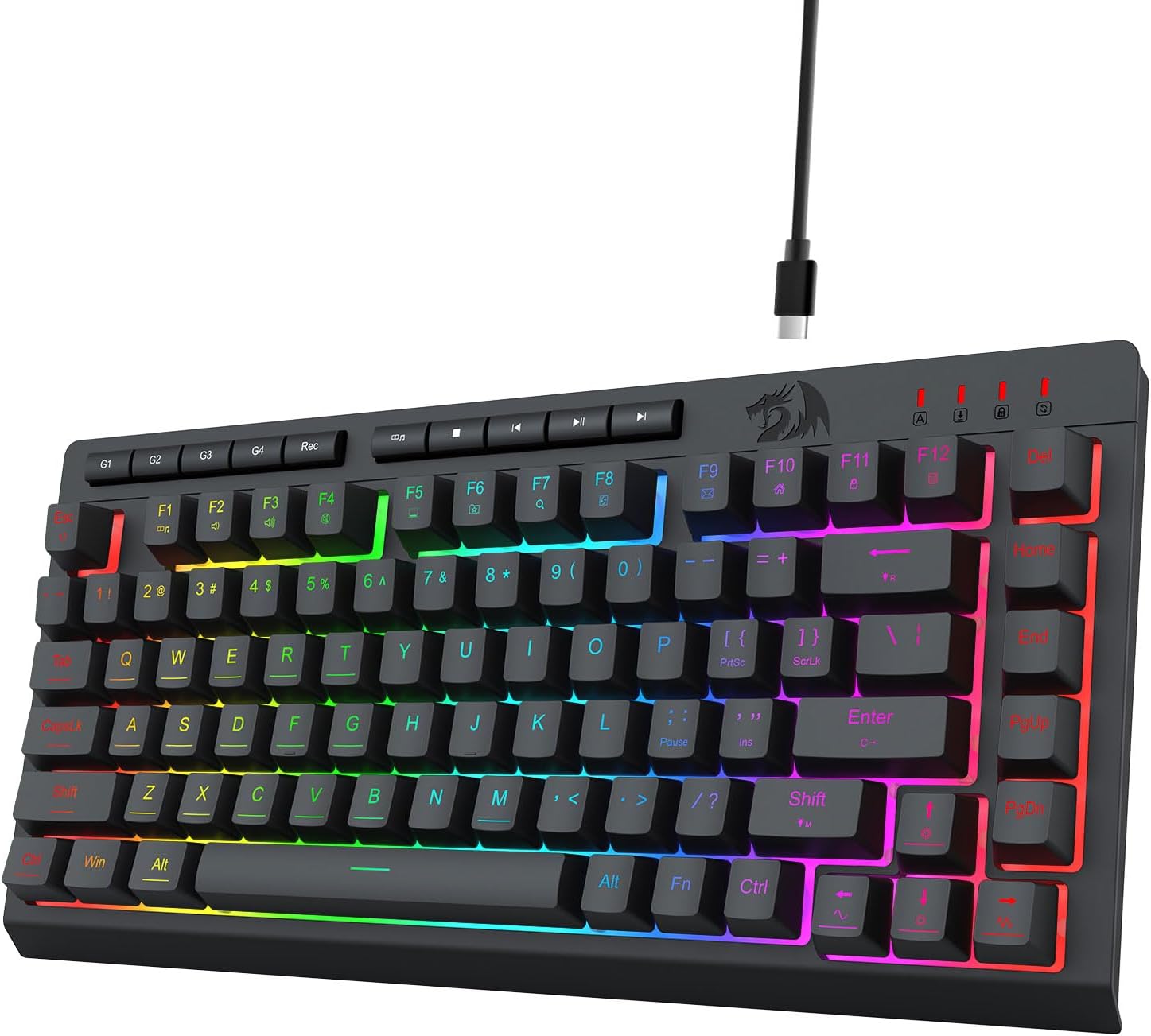 Game Wired K524 Ireng RGB Backlit, Keyboard 75%