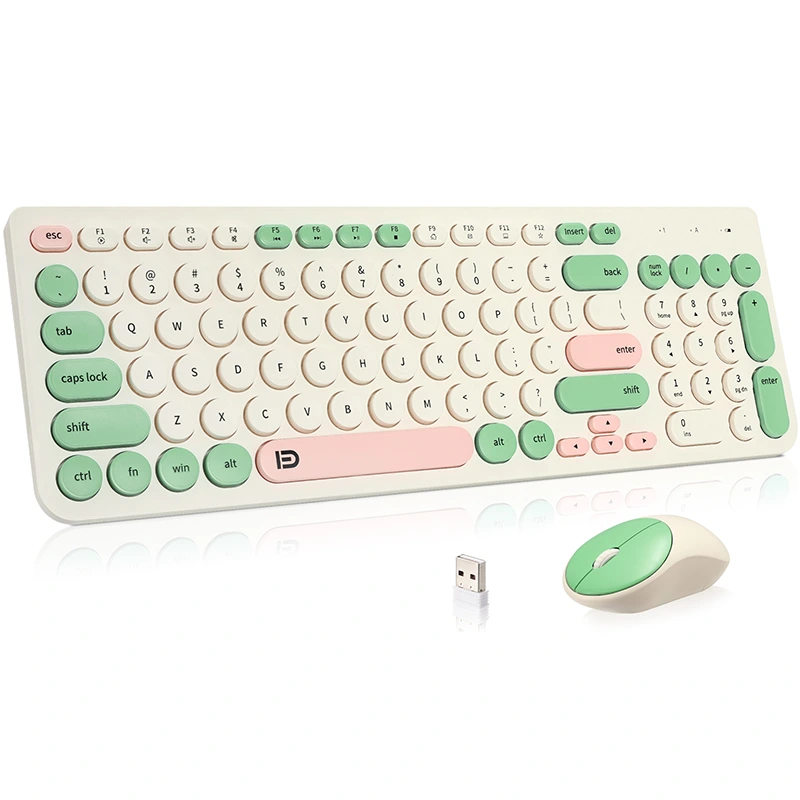 Keyboard Nirkabel lan Mouse Combo Mesin Ketik Retro 2.4GHz