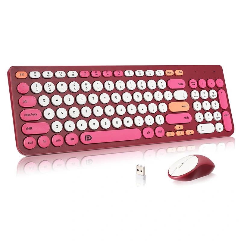 Keyboard nirkabel lan combo mouse karo keycaps bunder 2.4ghz